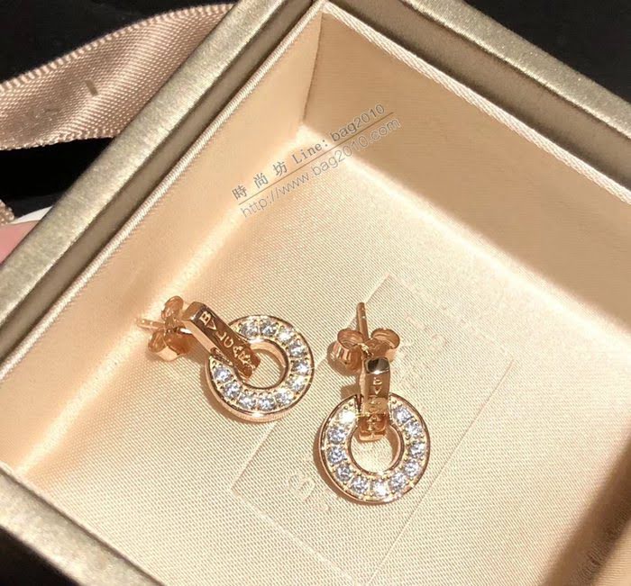 Bvlgari飾品 寶格麗羅馬系列 經典圓盤鑽石字母耳釘  zgbq3108